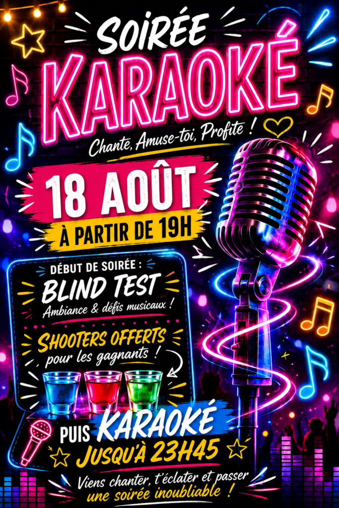 Soirée Karaoké le 18 Août